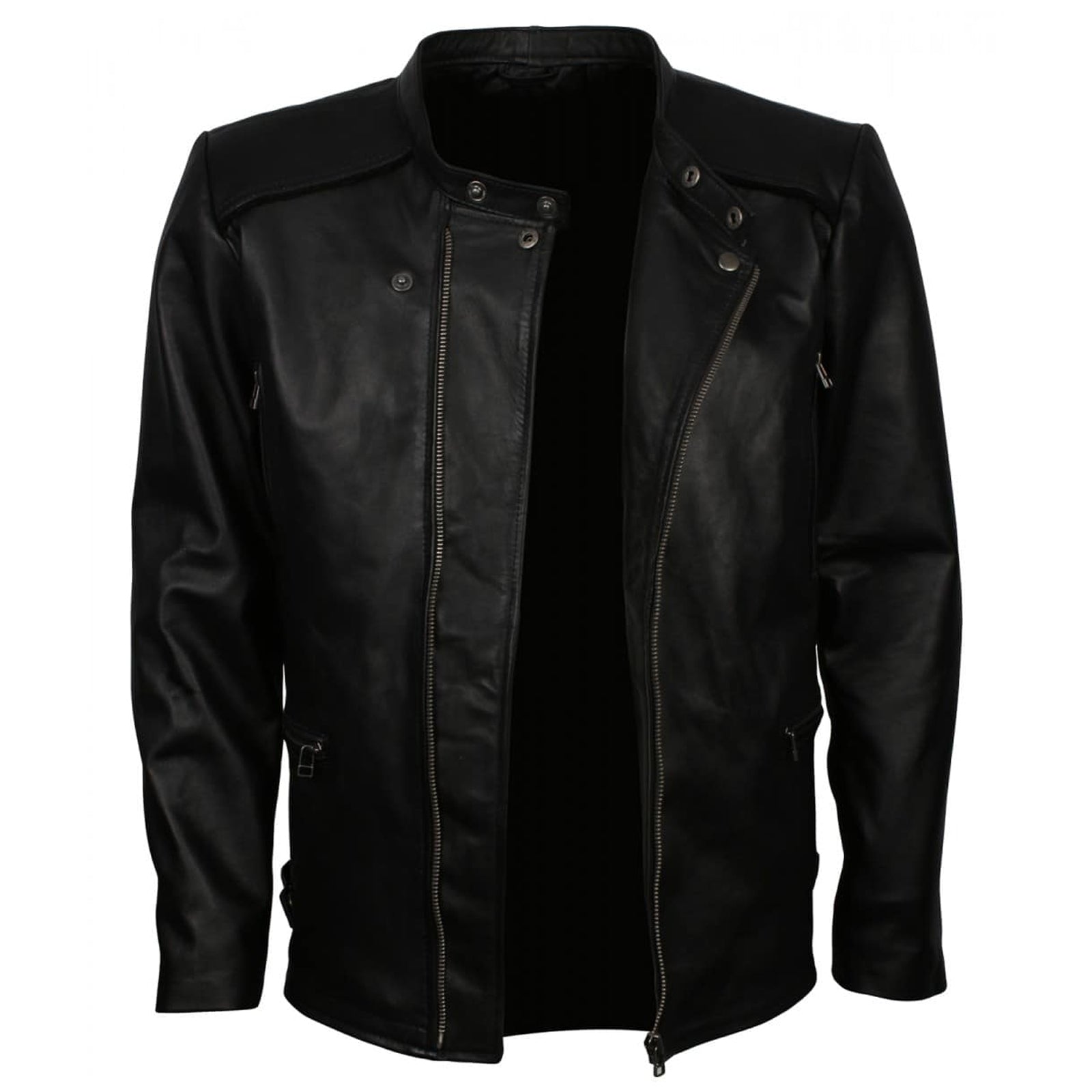 Men's Black Genuine Leather Biker Jacket – Vintage Motorcycle Style