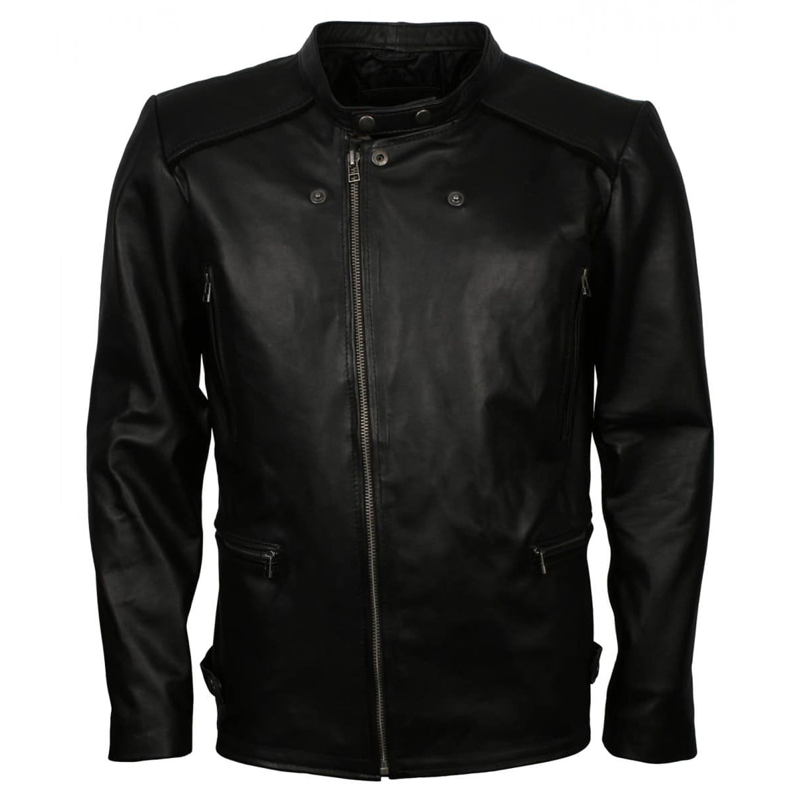 Men's Black Genuine Leather Biker Jacket – Vintage Motorcycle Style