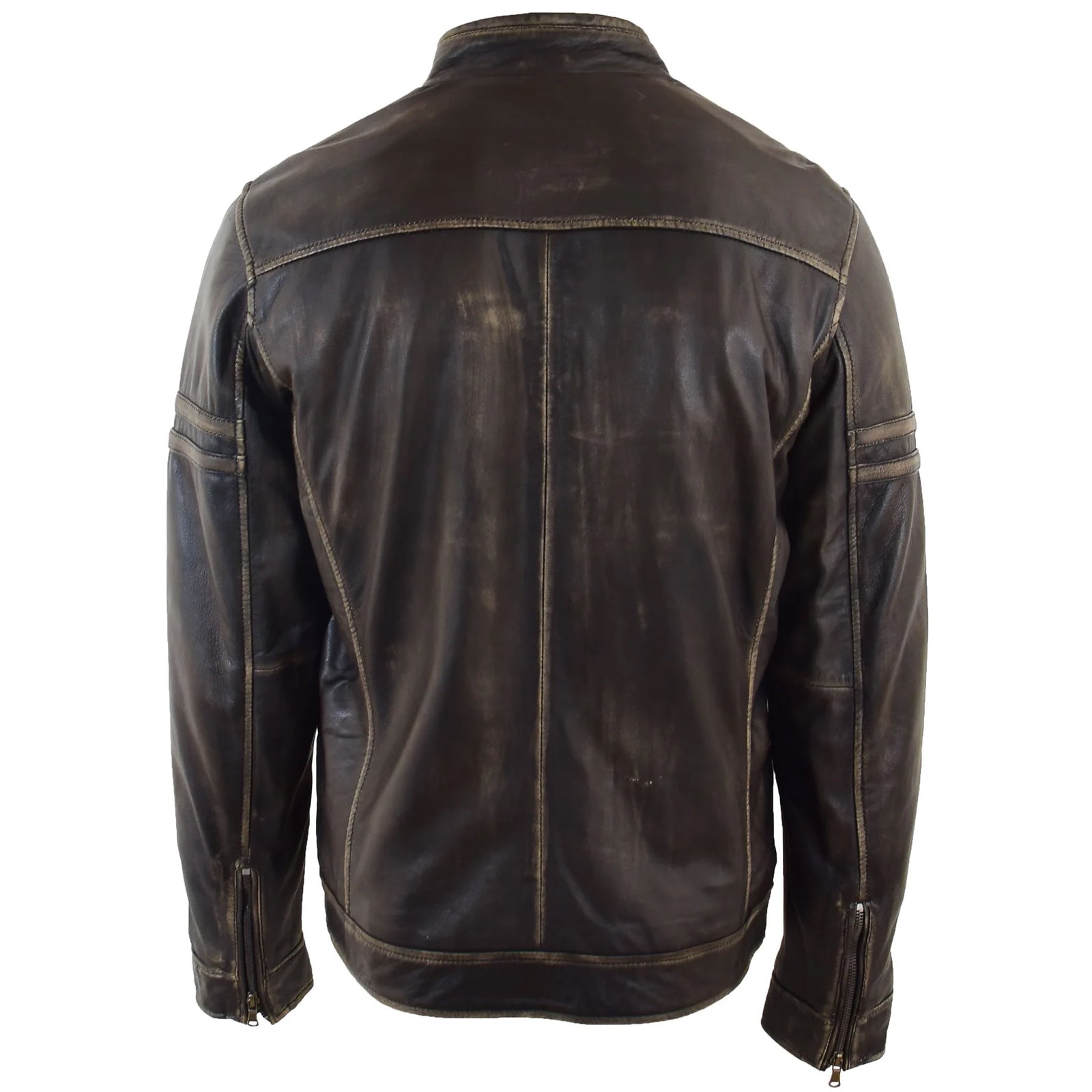 Men's Black Rub-Off Leather Biker Jacket – Vintage Lambskin Ricky