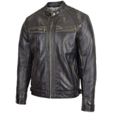 Men's Lamb Nappa Rub-Off Leather Biker Jacket – Standing C