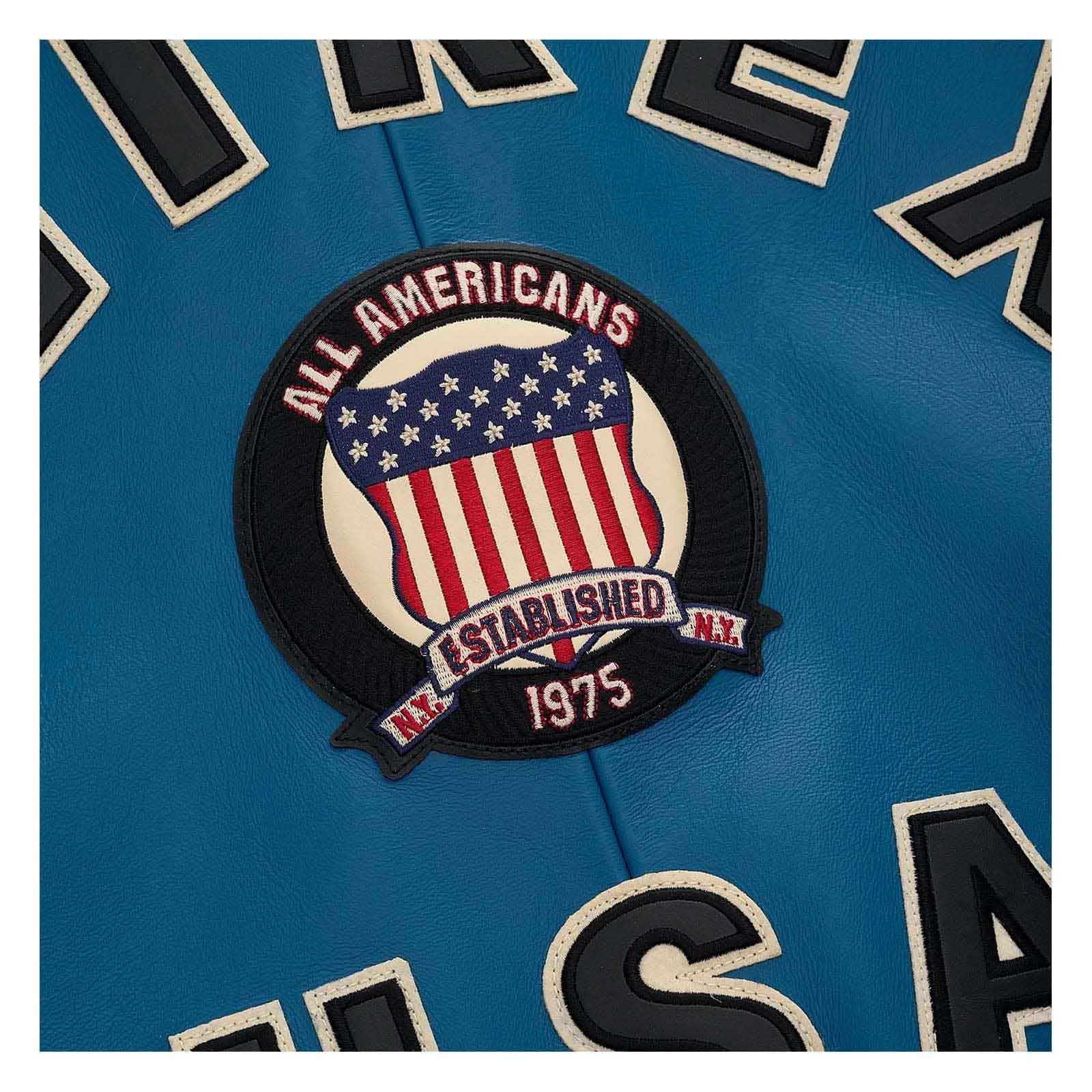 A circular embroidered patch featuring the text 'ALL AMERICANS ESTABLISHED N.Y.