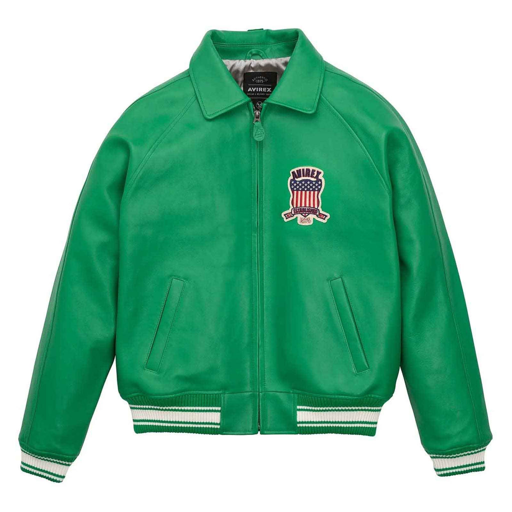 Men's Green Avirex Leather Bomber Jacket | Zarcab – ZARCAB