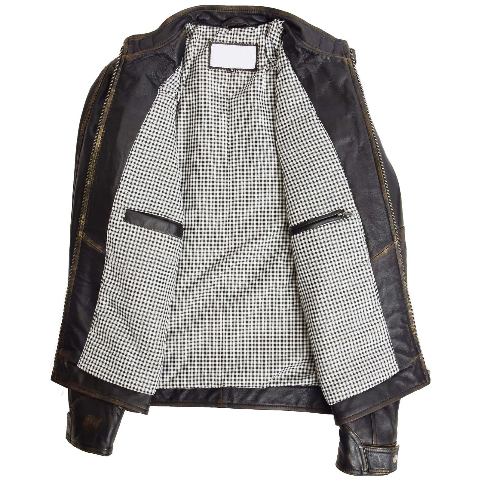 Men's Lamb Nappa Rub-Off Leather Biker Jacket – Standing C
