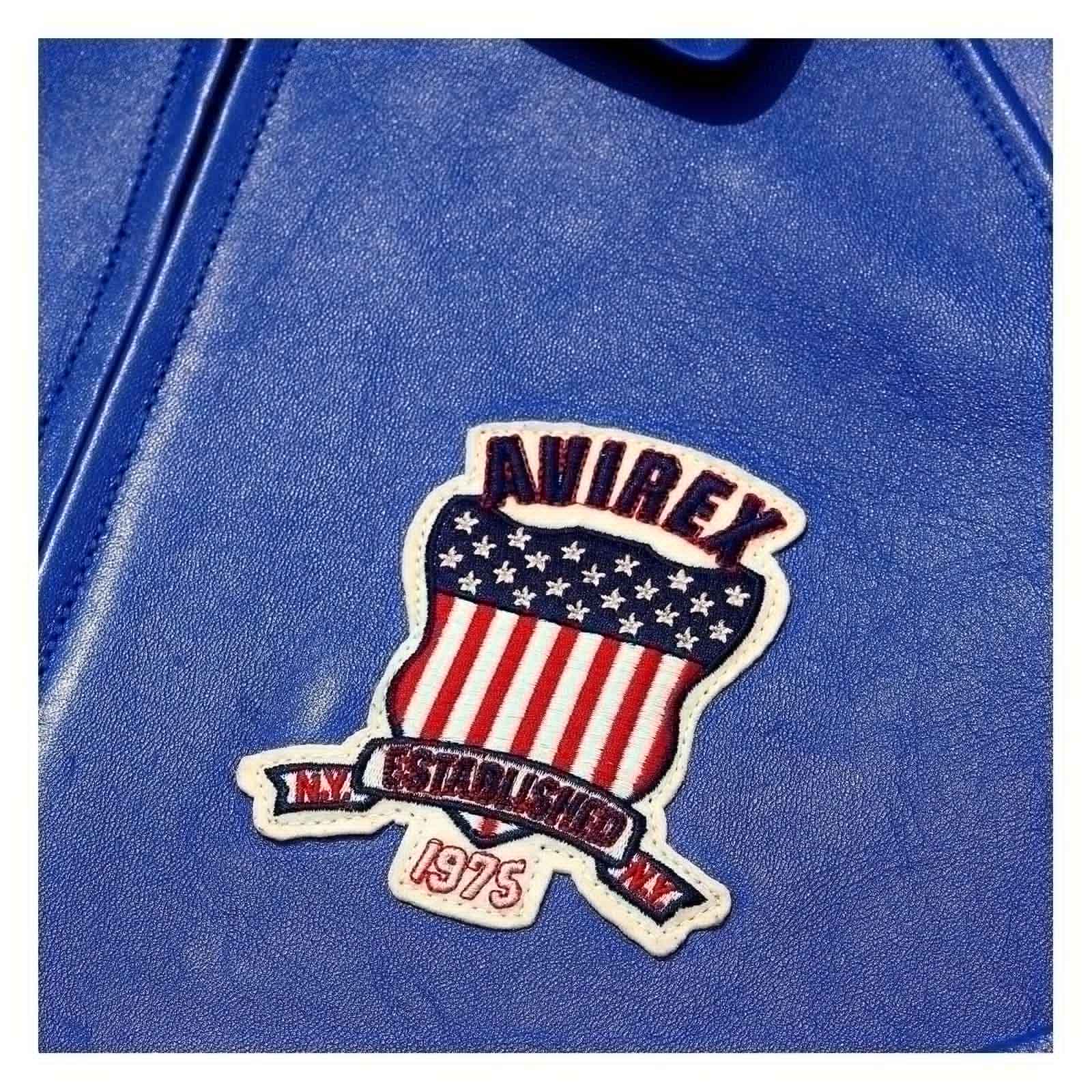 Men’s Navy Blue Avirex-Style Leather Bomber Jacket – Aviator Flight Jacket