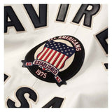 Men’s White Avirex-Style Leather Bomber Jacket – Aviator Flight Jacket