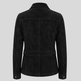 Back view of women's suede western-style jacket