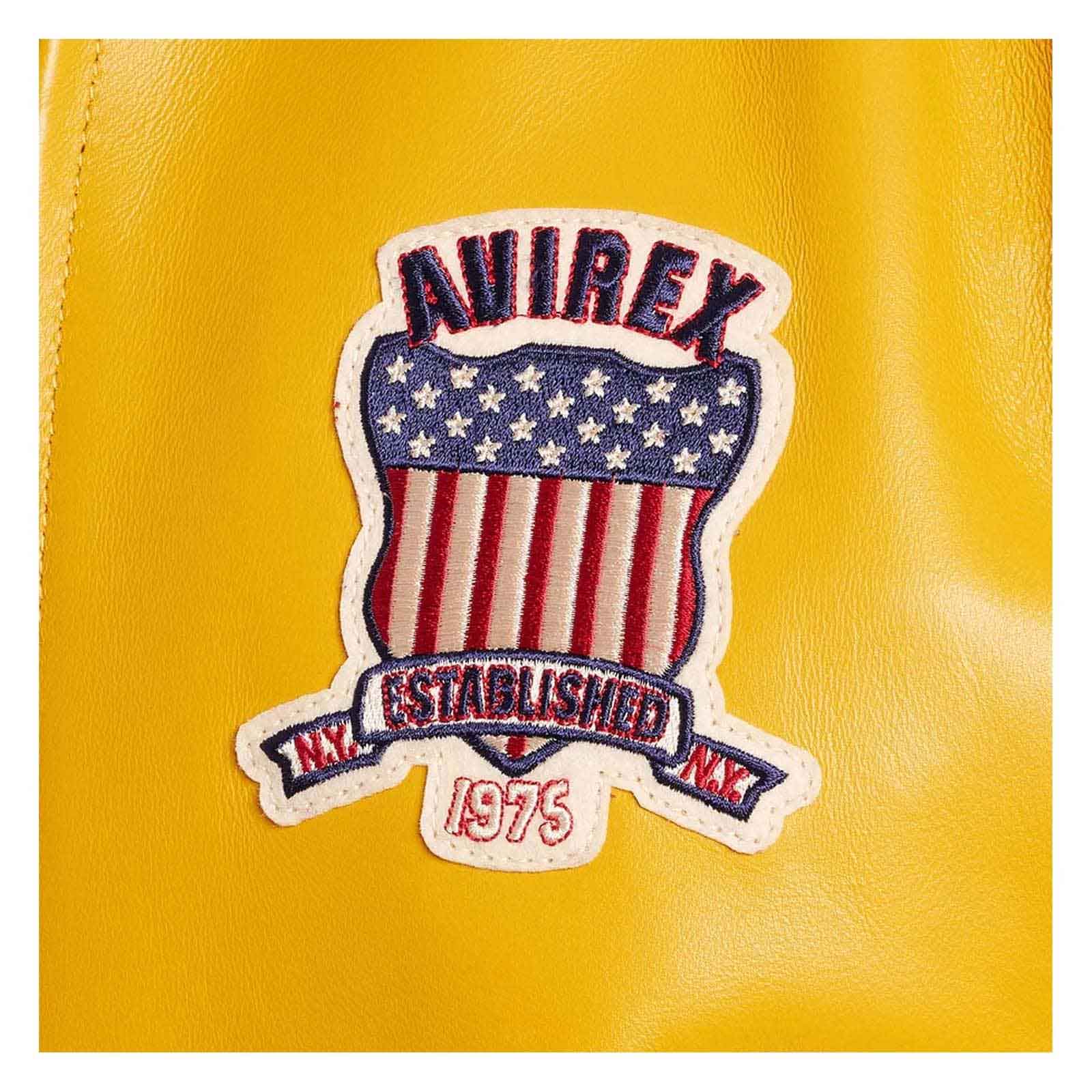 Avirex patch with American flag design on a yellow background