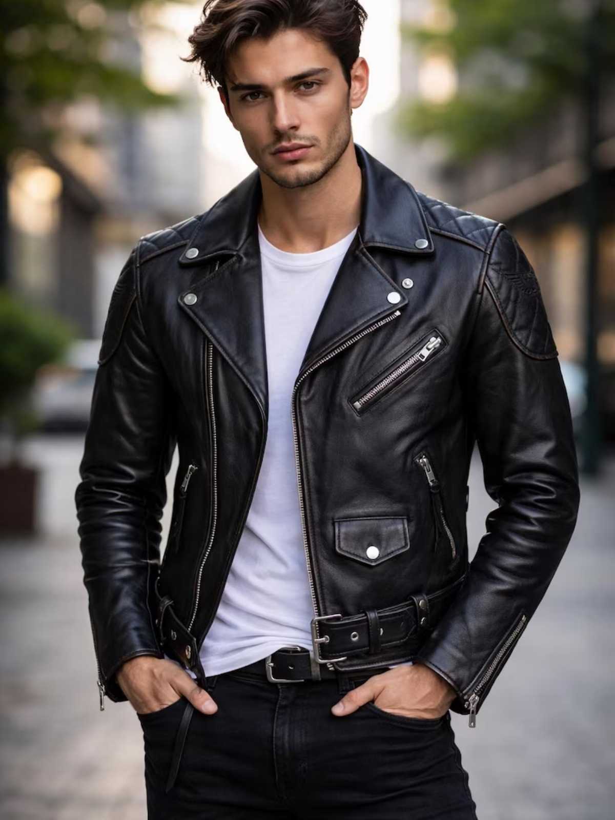 Men's Black Leather Biker Jacket | Handcrafted Lambskin Double Rider | Premium Gift For Him
