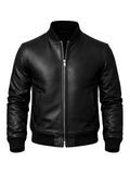 Men's Black Leather Bomber Jacket | Slim Fit Biker Style | Premium Winter Outerwear