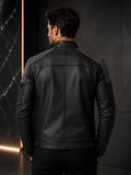 Men's Black Leather Cafe Racer Jacket | Quilted Biker Streetwear | Handcrafted Premium Outerwear