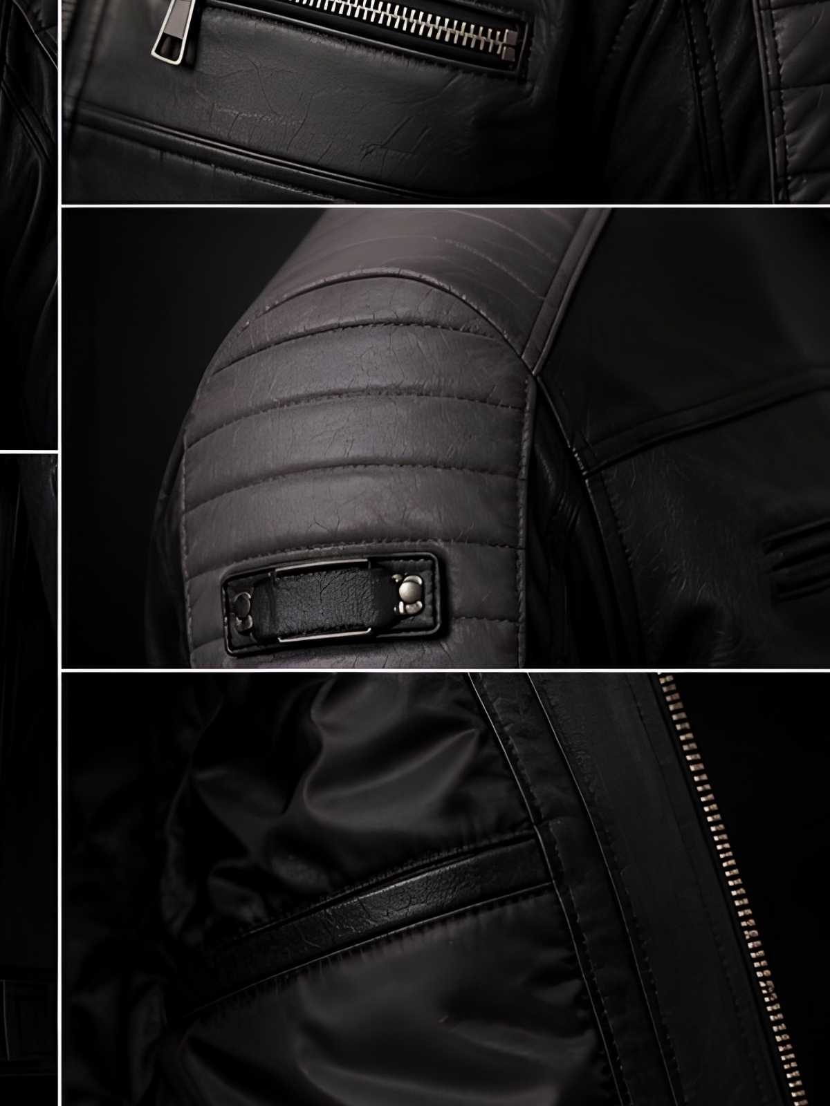 Men's Black Leather Cafe Racer Jacket | Quilted Biker Streetwear | Handcrafted Premium Outerwear