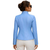 Women's Sky Blue Leather Jacket | Slim Fit Moto Biker Style | Premium Casual Outerwear